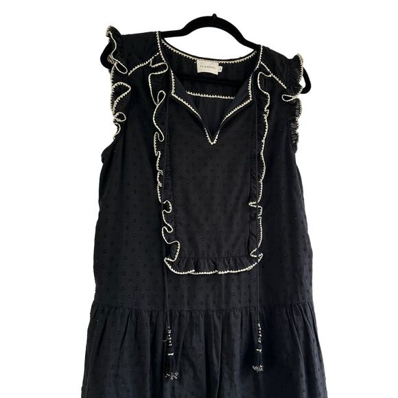 Flannel Australia Black Embroidered Ruffle Top Size Samll - Picture 3 of 9